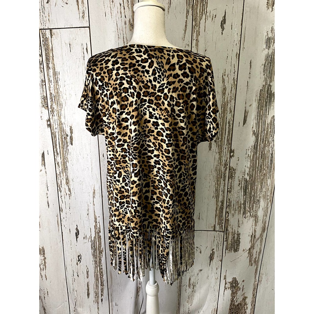 Now N Forever Cheetah Print Top Stretchy Soft Fabric - Picture 2 of 2